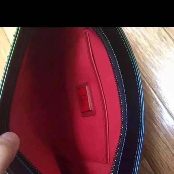 Christian Louboutin Loubiposh Blue Green Ocean Gradient Spike Clutch NEW - Picture 4 of 13